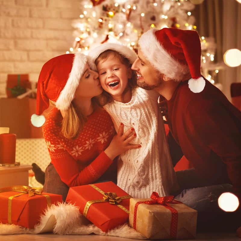 JMScape 4PCS قبعات عيد الميلاد للجنسين قبعات سانتا المخملية والراحة بطانة رشاقته الكلاسيكية رقيق أفخم عيد الميلاد سانتا قبعة لعيد الميلاد السنة الجديدة حزب الزينة واللوازم - Image 5